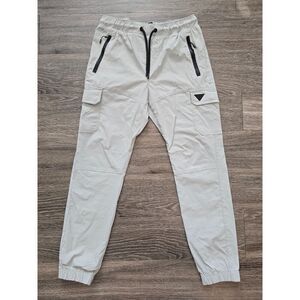 Benjamin Black Jogger Pants Beige Techwear Cargo Style Nylon Blend Sz S Y2K